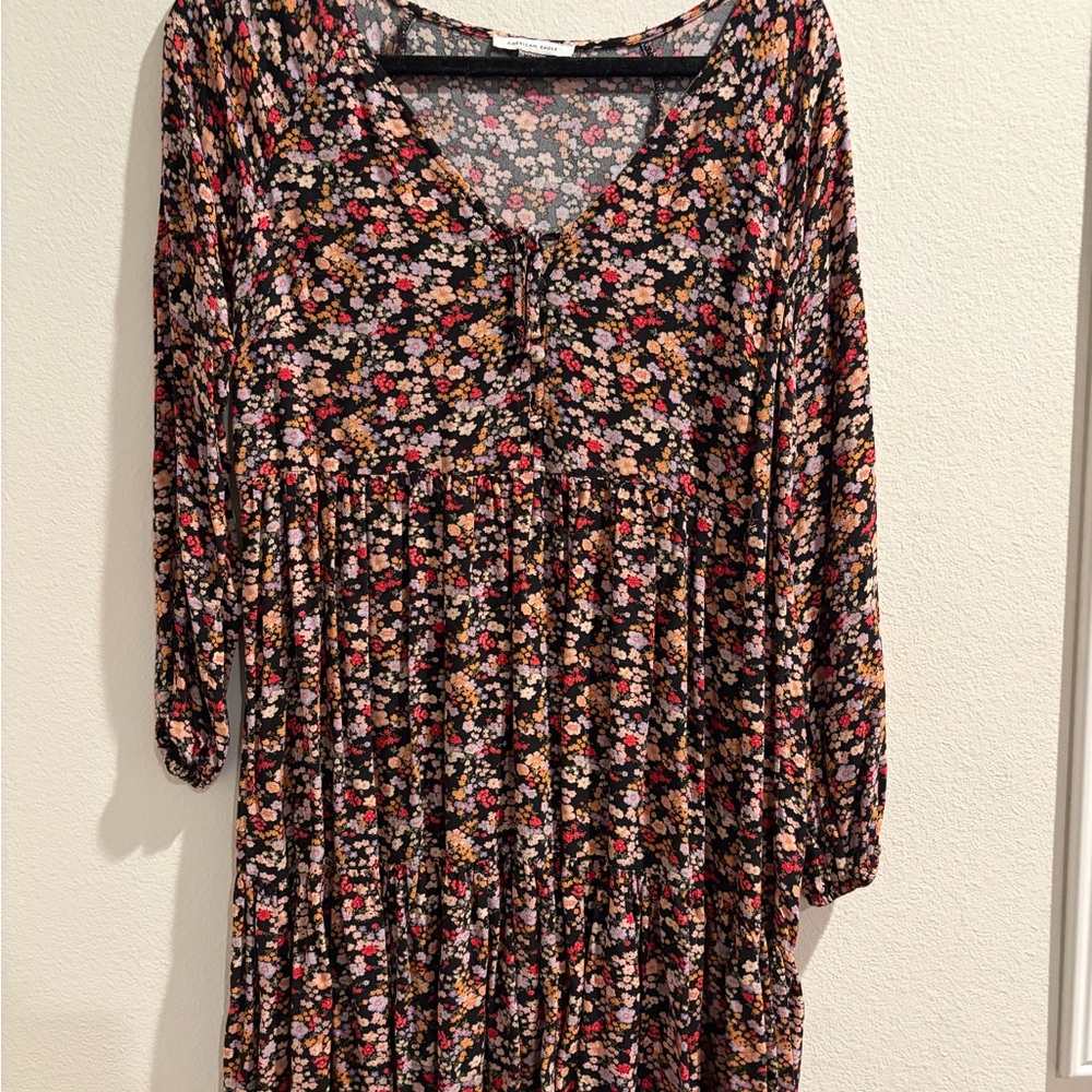 American Eagle Outfitters Black and Red Floral Dress